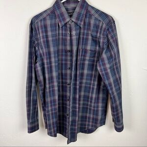 Kenneth Roberts platinum casual button up men's dress shirt medium